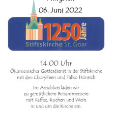 1250 Jahre Stiftskirche St. Goar – Stadt- und Ökumenefest am 06.06.2022